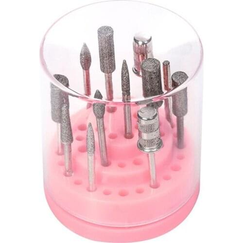 One Colors 48 Holes Nail Art Drill Bits Empty Storage Box Holder Stand Display Container Manicure Accessories Acrylic Cover Tool