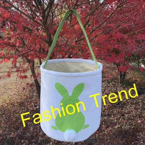 50pcs/lot new arrival 2019 Easter Day 4 colors mixed Canvas Tote Buckets Easter tail basket monogram personalize easter baskets