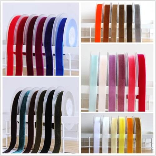 6mm/9mm/15mm V045 Single Face Blue Velvet Ribbon For Handmade Gift Bouquet Wrapping Supplies Home Party Decoration Christmas