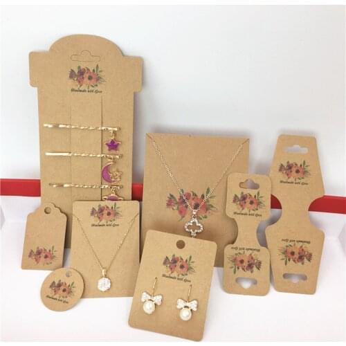 24 pcs kraft paper necklace/earrings/earpins display card DIY hairpin packaging card accepts customization
