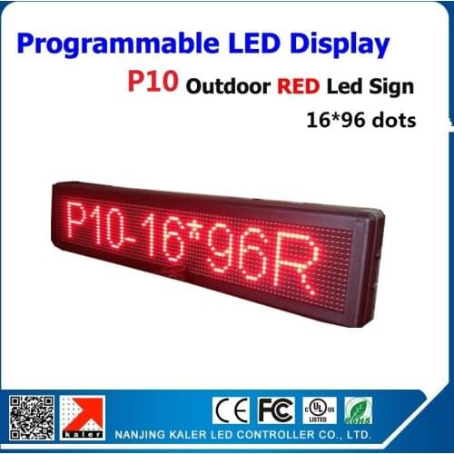 P10 Outdoor DIP / SMD 16X96dots 4scan Red 105x25x9cm Led Scrolling Text Signboard Display Screen
