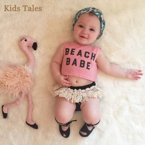 PK001 New Cotton Summer Baby Girls Clothing Set Letter Top + Shorts Kids Summer Set of Clohes 2Pcs. Infant Clothing Suit