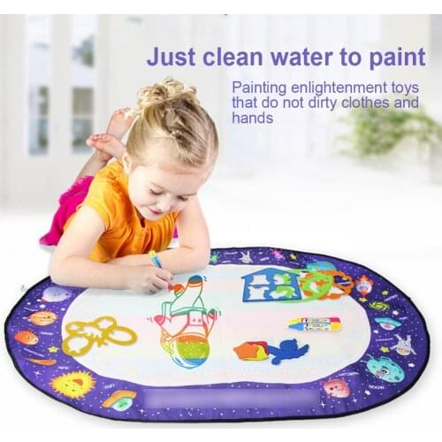 Planet Design Oval Reusable Water Canvas Writing Graffiti Painting Pad Kids Toy
