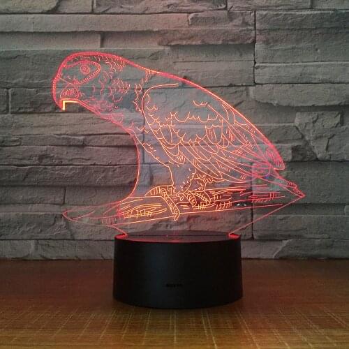 Parrot Bird 3D Night Lamp Stereo LED Acrylic Office Bar Bedroom Mood Lighting 7 Colors Change Illusion Birthday Gift Kids Toy
