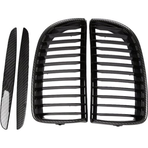 Front Bumper Grille Carbon Fiber Auto Car Grilles For-BMW 3-Series E90 2005-2008 51137120008 51137120007 / 51137117241