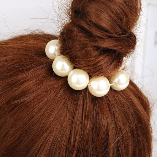 Big Imitation Pearl Hair Holder Elastic Hair Bands For Women Girls Fashion Hair Accessories Bride Jewelry Stretch Hair Band