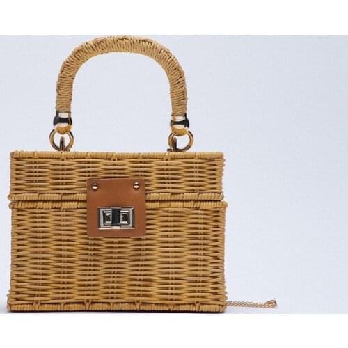 Metal Buckle Woven Box Bag Straw Bag Rattan Bag Shoulder Diagonal Bag Portable Designer Handbags High Quality 2021 Luxury