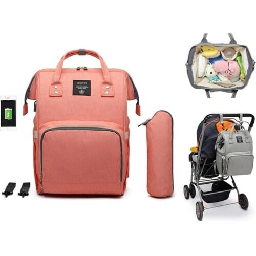 LEQUEEN USB Baby Diaper Bag Mummy Maternity Nappy Bag Mama Travel Backpack Bag Waterproof Baby Nappy Stroller Handbag Baby Care