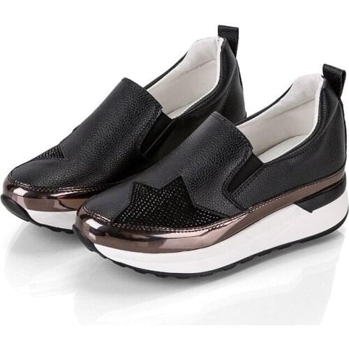 Summer Women Comfort Creepers Bling Loafers Silver Platform Shoes Woman Slip Women Flats Shoes Zapatos De Mujer Wedge Sneakers