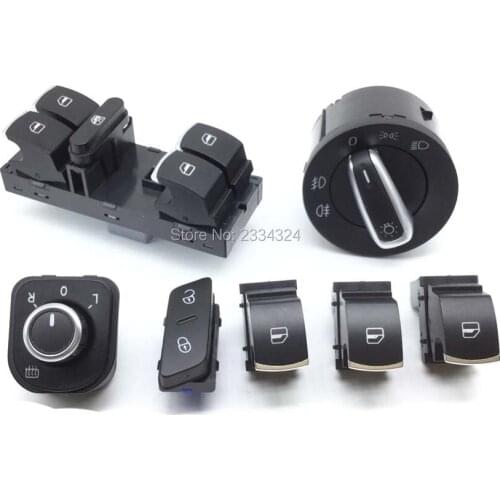Window Headlight Mirror Door Control Switch For VW Gti Jetta Golf MK5 6 Tiguan RABBIT Touran CC 5K0959855, 5K4959857,1KD962125B