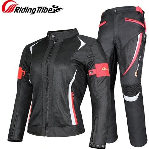 Women Motorcycle Jacket Pants Summer Winter Ladies Riding Safety Suit with 9pcs Protective Gears and Waterproof Warm Liner JK-52