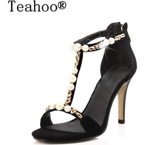2017 Summer Shoes Woman Sandals Fashion High Heels Black Sandals Sexy Gladiator T-strap Laides Shoes Sandalia Feminina Party