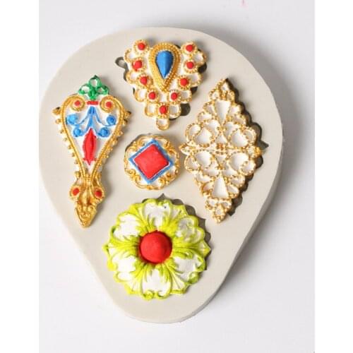 1pc Diamonds Shape Cake Mold Vintage Diamond Jewelry 3D Silicone Cake Mould For Cake Decorating Tools Non-Stick Fondant Mold