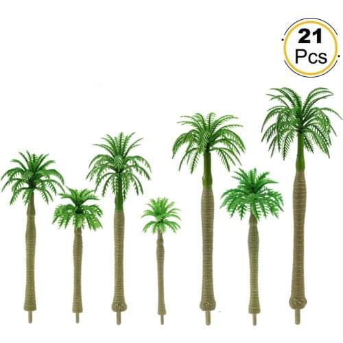 21pcs Model Train Coconut Trees Palm Tree Seabeach Scenery O/HO/TT/N/Z Scale YS03