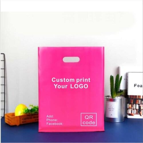 25X35cm Custom print your logo on plastic bag clothes bag or packing bags with logo, shopping bags One color print MOQ is 500pcs