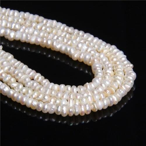 4.4mm Natural pure real freshwater pearls beads for women jewelry making coin flat round white Cultured pearls beads bracelets