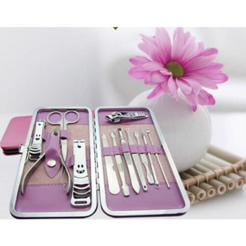 50set 12pcs/set Complete Nail Art Manicure Set Pedicure Nail Clippers Scissors Grooming Kit Manicure Best Care Tools new