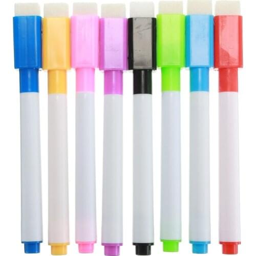 8 Pcs Whiteboard Marker Colorful Ink White Board Pens Magnetic Eraser Kids Drawing Marker Pen Stationery