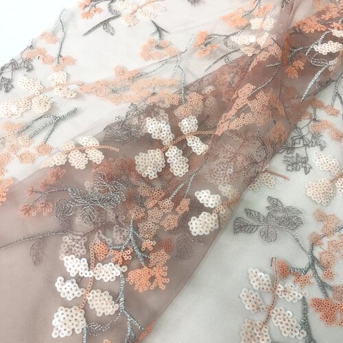 Sequins three-dimensional multi-layer embroidery fabric lace embroidery fabric wedding dress dress fabric