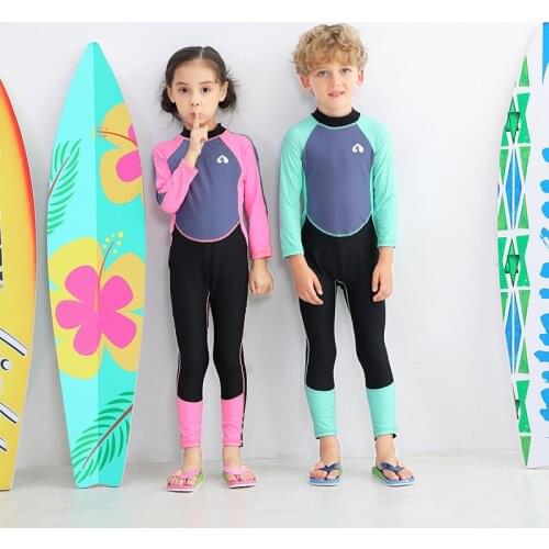 Childrens Swimsuit Long Sleeve Boy Girls Swim Rashguard Plus Size Diving Suit Pants One Piece Rash Guard Plus Size Surfing Bath