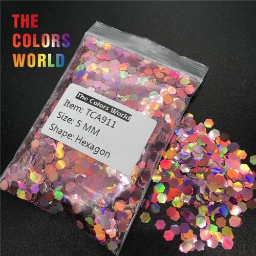 TCA911 Holographic Laser Dark Pink Color Hexagon Shape Nail Glitter Nail Art Decoration Nail Gel Makeup Facepaint DIY Accessorie