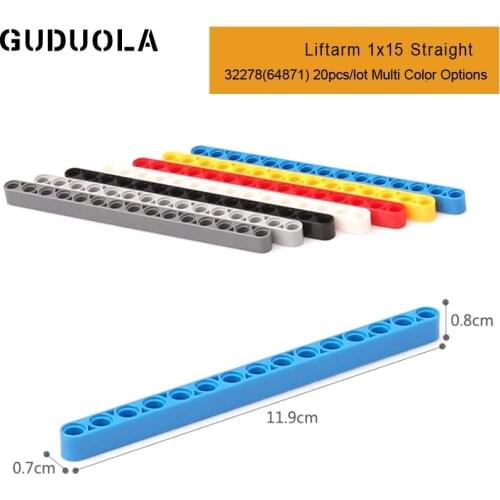 Technic Parts 32278/64871 Technic Liftarm 1x15 Straight MOC Building Blocks Educational DIY Creative Toys for Kid 20pcs/lot