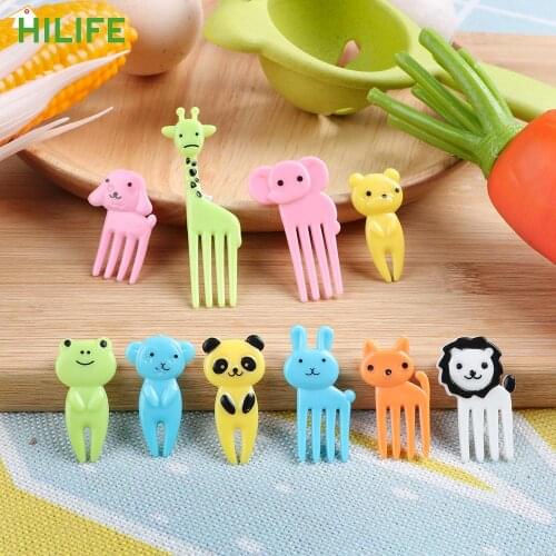 HILIFE Snack Cake Dessert Food Fork Mini Cartoon Animal Farm Fruit Fork Bento Lunches Toothpick 10pcs/pack Cute for Children