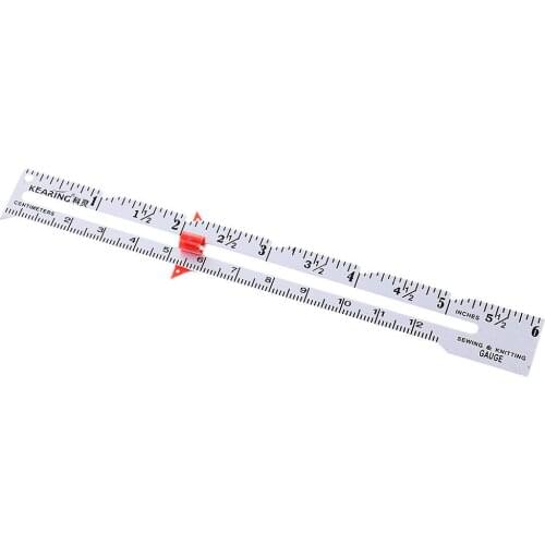 Sewing Knitting Gauge Size Measure Ruler with Sliding Adjustable Marker