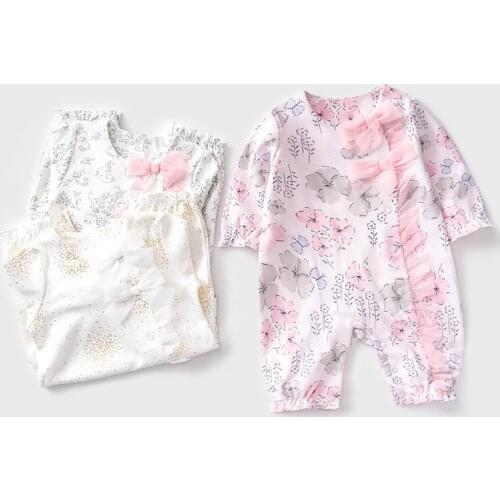 Vlinder Baby Girl Rompers Newborn Baby Clothes Baby Girl Clothes 100% Cotton Long Sleeve Pink Jumpsuits Infant Pajamas 3M~12M