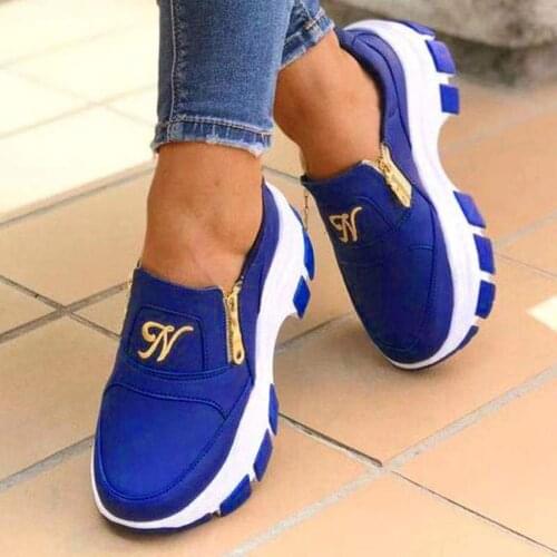Women Sports Shoes Sneakers Casual Platforms Increased Wedges High Heels Slip-on Walking Sneakers Zipper Shoes Zapatillas Mujer