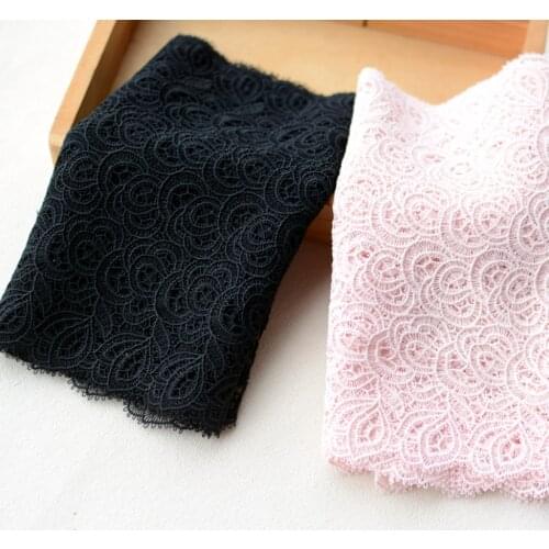 1 Meter Width 18.5cm High Quality Black Light Pink Lace Fabric DIY Crafts Sewing Decoration Accessories For Garment Lace Trim
