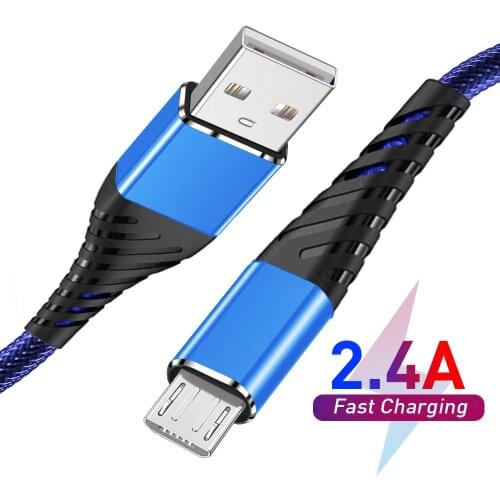 2.4A Micro USB Nylon Cable Fast Charging Date 2m/3m For Xiaomi Huawei Redmi Note5 Pro Micro usb Mobile Phone Accessories Cables