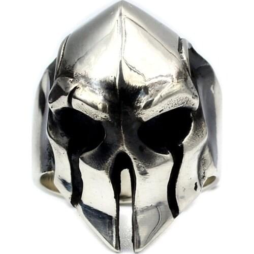 FDLK Punk Mens Vintage Ring Carbide Spartan Warrior Mask Rings for Men Strange Mask Rings Jewelry Gift Size 7-14