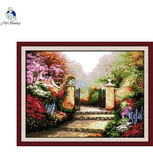 Garden scenery printed cross stitch DIY embroidery kit Aida 14CT 11CT counted canvas needle and thread set home decoration gifts
