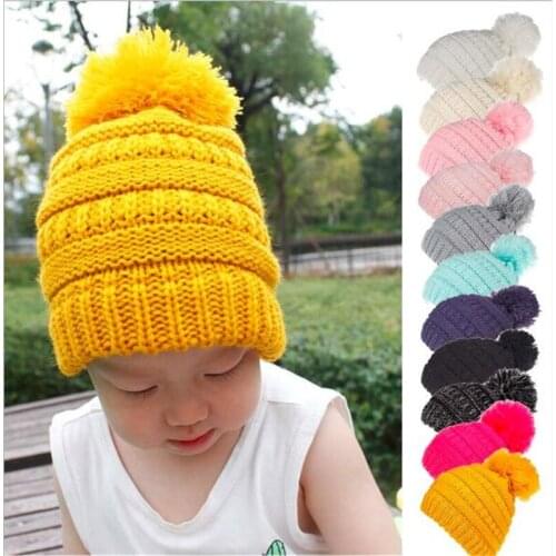New Warm Baby Hat Winter Children Hat Kids Boys Girls Knitted Cap Fashion Baby Beanies