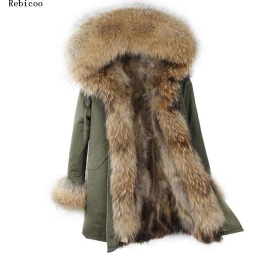 Fake Fur Coat Winter Jacket Women Long Parka Waterproof Big Thick Raccoon Fur Collar Hood Thick Warm fake Fox Fur Liner
