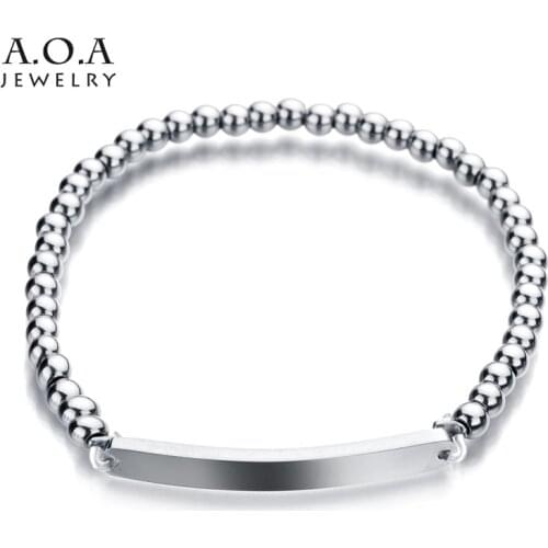 Personalize High Quality Ball Chain Bracelets Stainless Steel Blank Bar Tag Bangle Bracelets Can Engrave