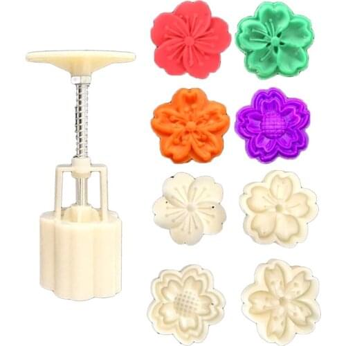 50g Plum Flower Shape Pastry Moon Cake Cakes Molds Mooncake Cookie Mould Cutter Hand Pressure Plastic Baking Accessories