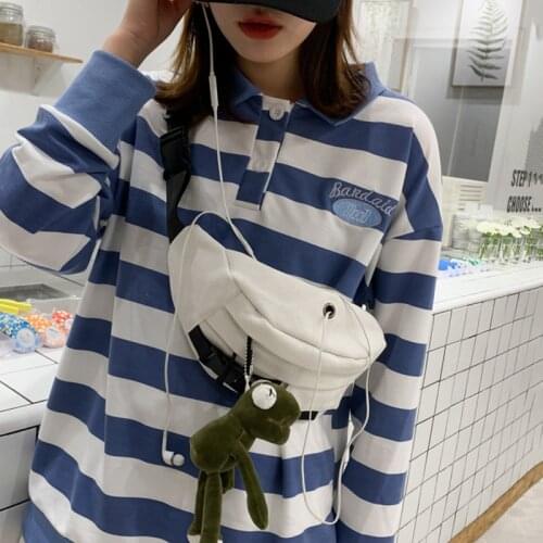 Waist Belt Bag Female Bag 2020 New Harajuku Style Slung Canvas Casual Running Sports Chest Bag White Fanny Pack Black Bum Bag