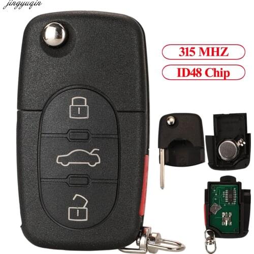 Jingyuqin Remote Control Car Key ID48 Chip 315MHZ For Audi A2 A3 A4 A6 A8 TT Quattro FCCID:4D0837231E 3+1 Buttons