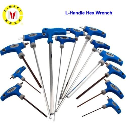 C-Mart Hand Tool 2.5/3/4/5/6/8/10mm Chromium-vanadiu Steel Inner Hexagon Wrench T Handle allen Hex Key Wrench Spanner