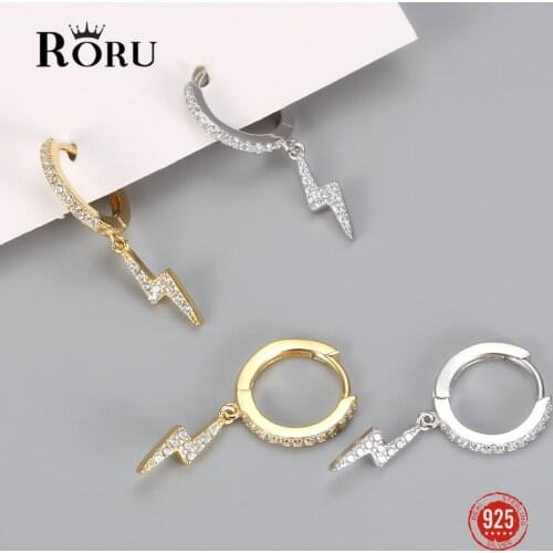 S925 Sterling SIlver Earrings Mini Zircon Flash Lightning Shape Hoop Earrings for Women Cute Circle Earrings Fine Jewelri