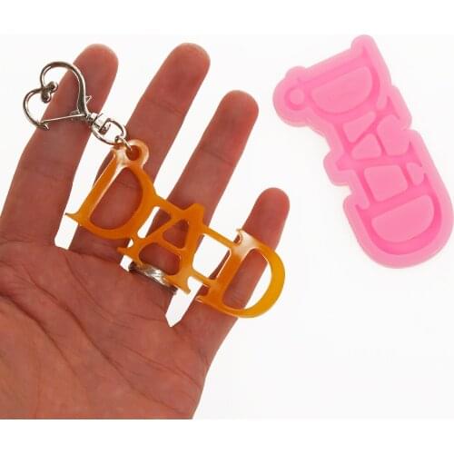 DAD Silicone Mold Epoxy Resin Polymer Clay Key Chain Mold Gift for Him DIY 10363550