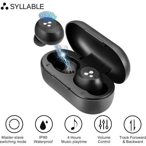 Original Touch SYLLABLE S103 Bluetooth V5.0 Earphones Master-Slave Switching Mode 50mAh Touch Headset S103 Volume Adjustment