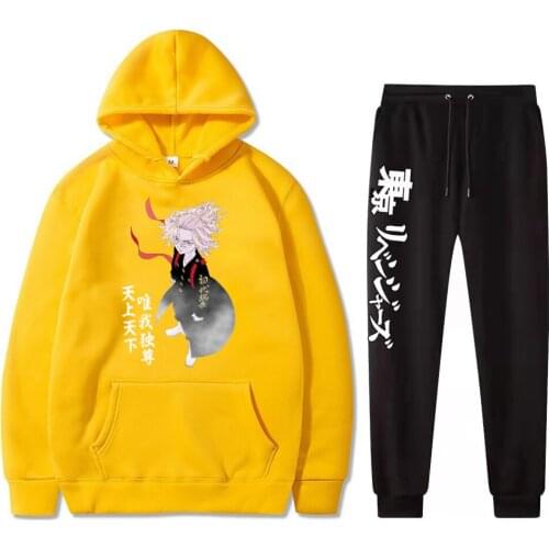 Tokyo Revengers Hoodies Pants Suit Japanese Anime Copslay Sweatshirt Trousers Set Pullovers Oversized Loose Streetwear Costume