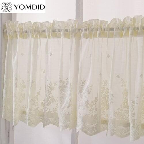 Kitchen Beige Color Rod Curtain for Living Room Jacquard Decor Curtain Printed Curtains Polyester Fiber Brief Short Curtains