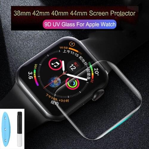 For Apple Smart Watch Series 6 SE 5 4 2 3 Screen Protector UV liquid Glue Full Cover Tempered Glass Film iWatch 42 38 40 44 MM