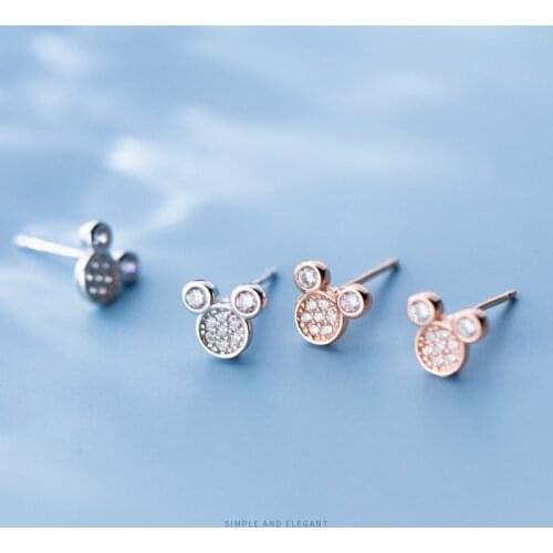 Colusiwei Genuine 925 Sterling Silver Cute Bubble Bear Mouse Stud Earrings for Women Clear CZ Ear Studs Silver 925 Jewelry New