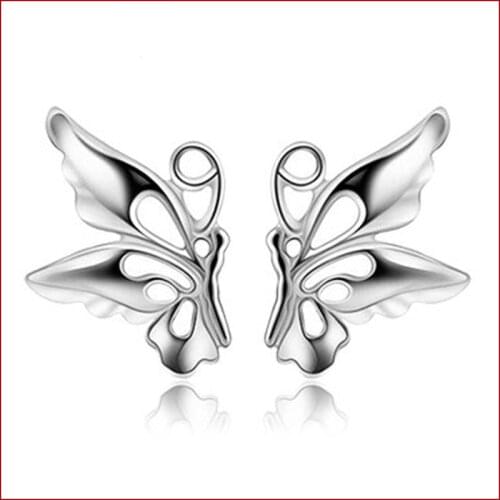 Butterfly Wing 925 Sterling Silver New Jewelry Luxury Classic Stud Earrings For Women Retro Trendy Party Girls Gift