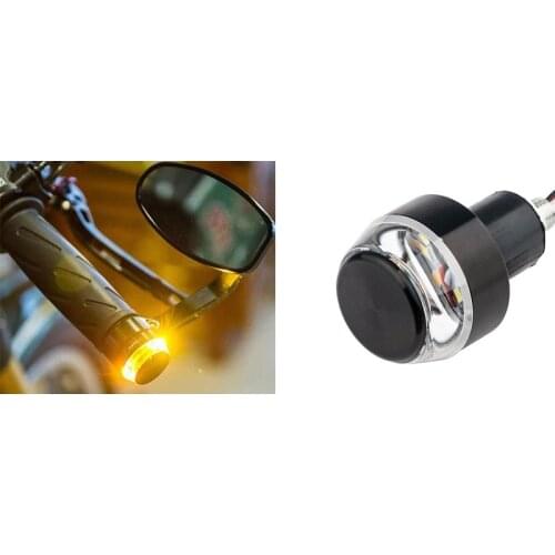 1Pc Universal Motorcycle Handlebar Turn Signal Corner Light Indicator Flasher E-bike Handlebar End Plug Blinker Side Marker Lamp